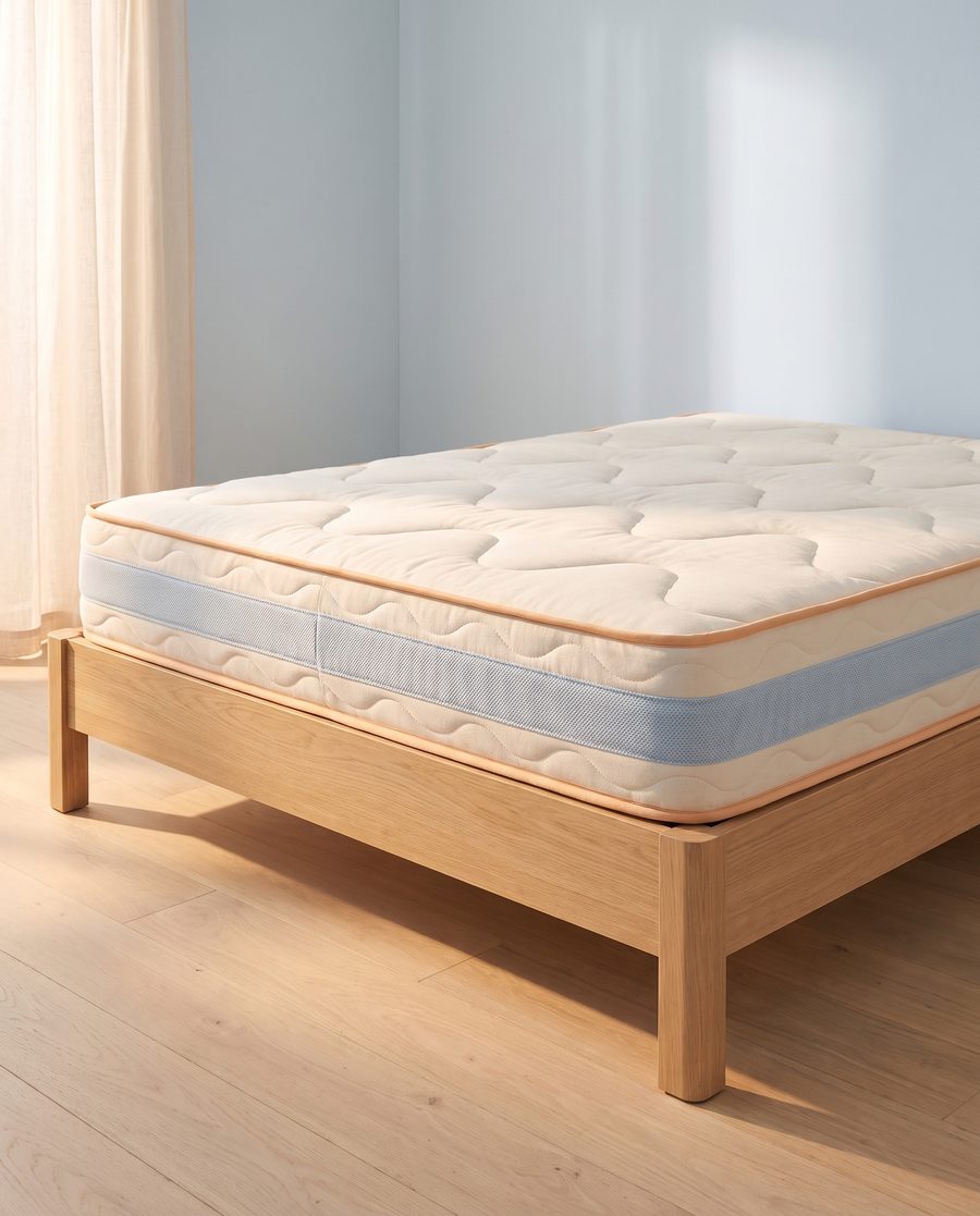 La Marmotte, un matelas de 25&nbsp;cm aux bords arrondis et au capitonnage en vagues.